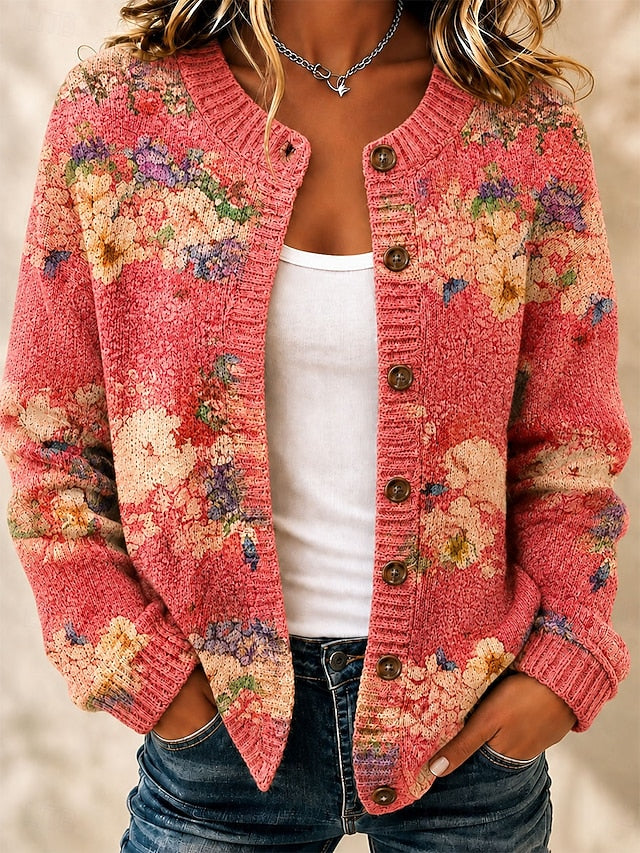 Women's Painted Print Knit Cardigan
