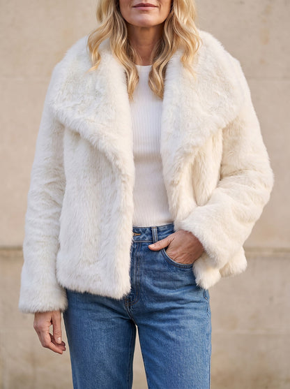 Women's Short Fluffy Faux Fur Jacket
