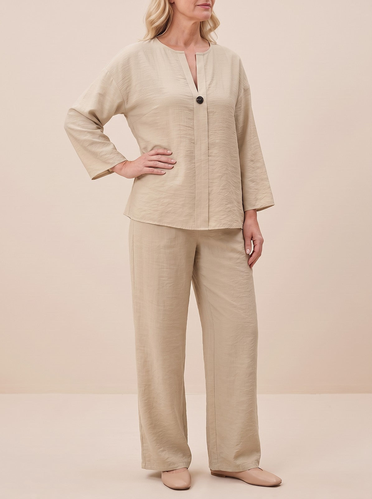 Women's Button Top and Trousers Co-ord Set