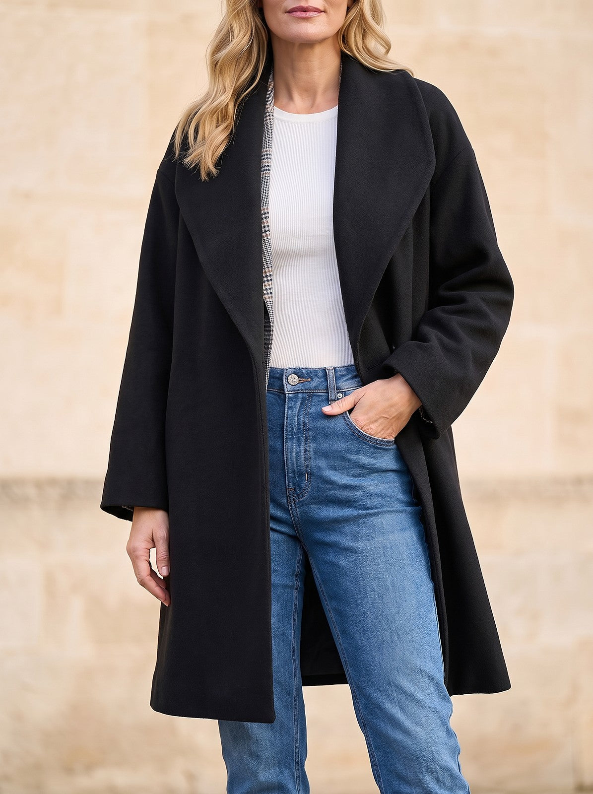 Women's Kimono Sleeve Shawl Collar Duster Coat