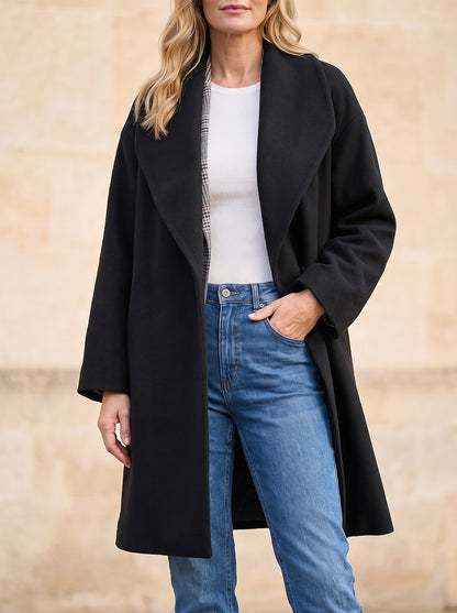 Women's Kimono Sleeve Shawl Collar Duster Coat