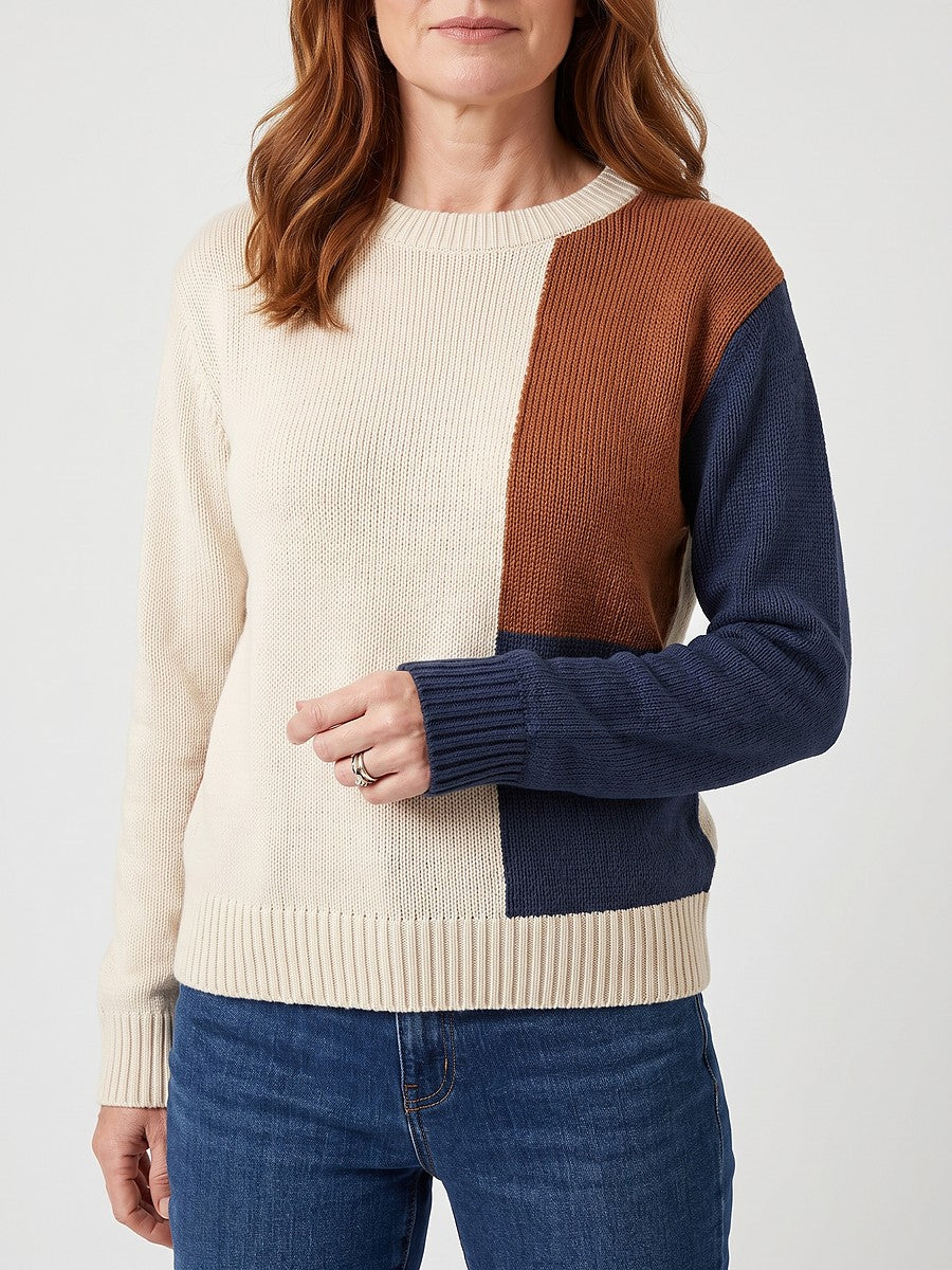 Ladies Autumn Colour Block Knit Jumper