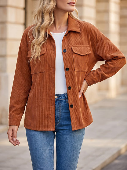 Women's Corduroy Button Up Overshirt Jacket