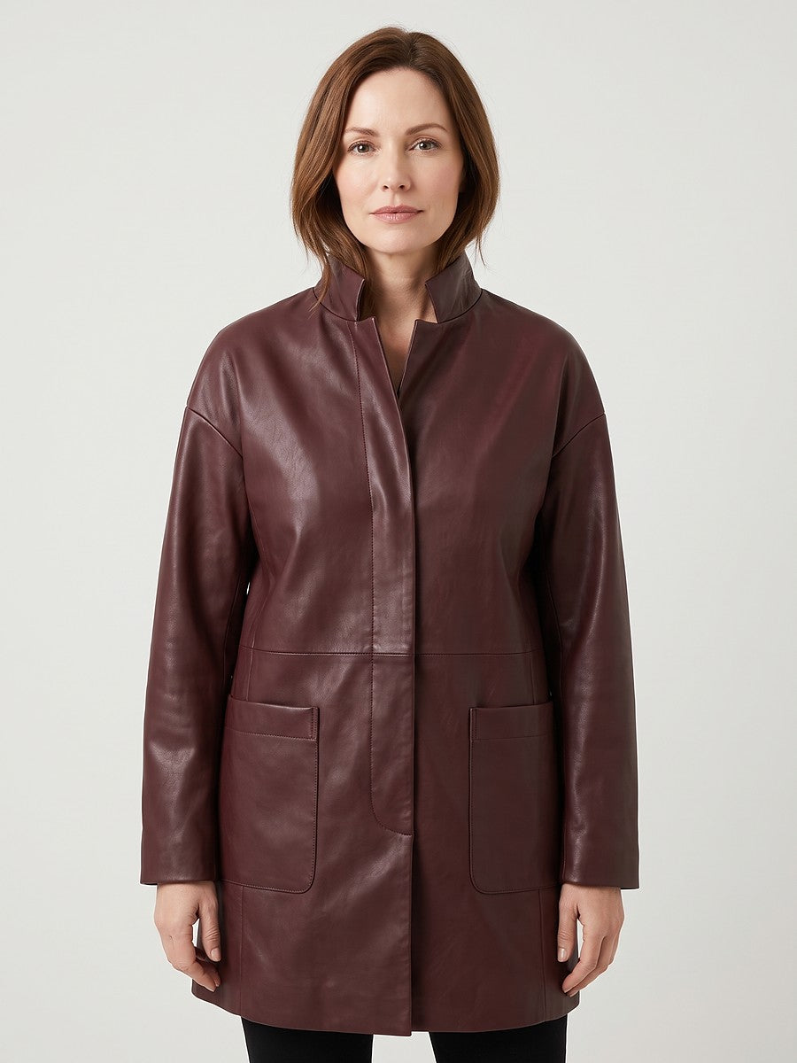 Ladies Faux Leather Duster Coat