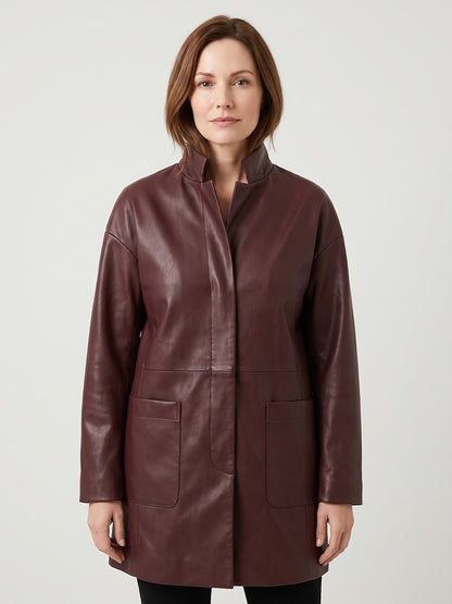 Ladies Faux Leather Duster Coat