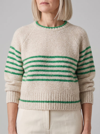 Women's Winter Fluffy Knit Contrast Stripe Jumper