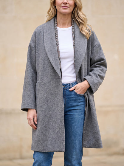 Women's Kimono Sleeve Shawl Collar Duster Coat