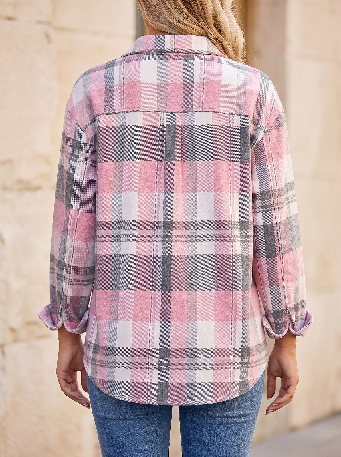 Women's Loose Check Flannel Blouse