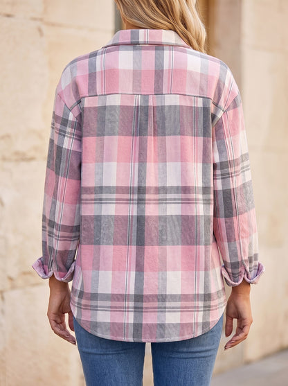 Women's Loose Check Flannel Blouse