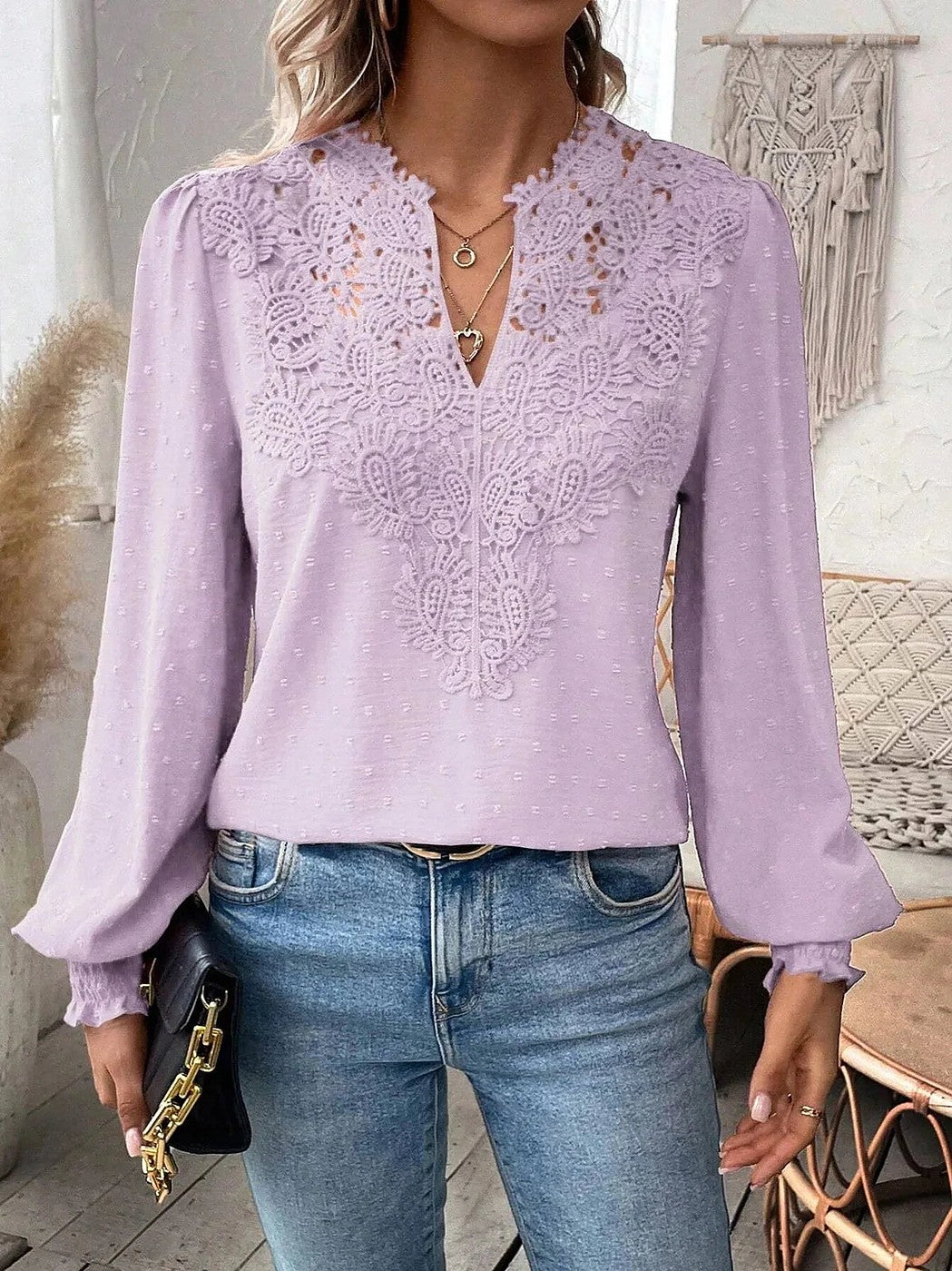 Women's Guipure Lace Blouse Top