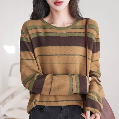 Women's Jacquard Stripe Long Sleeve Jumper