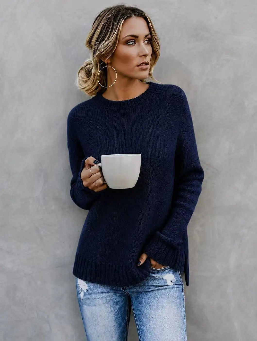 Women's Soft Knit Split Hem Jumper
