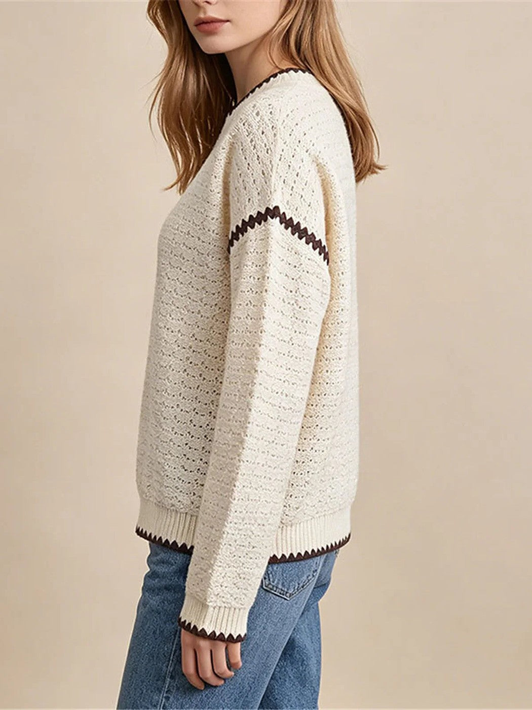 Women's Zigzag Textured Knit Jumper