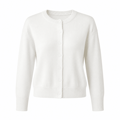 Women's Buttoned Short Knit Cardigan with Clean Finish