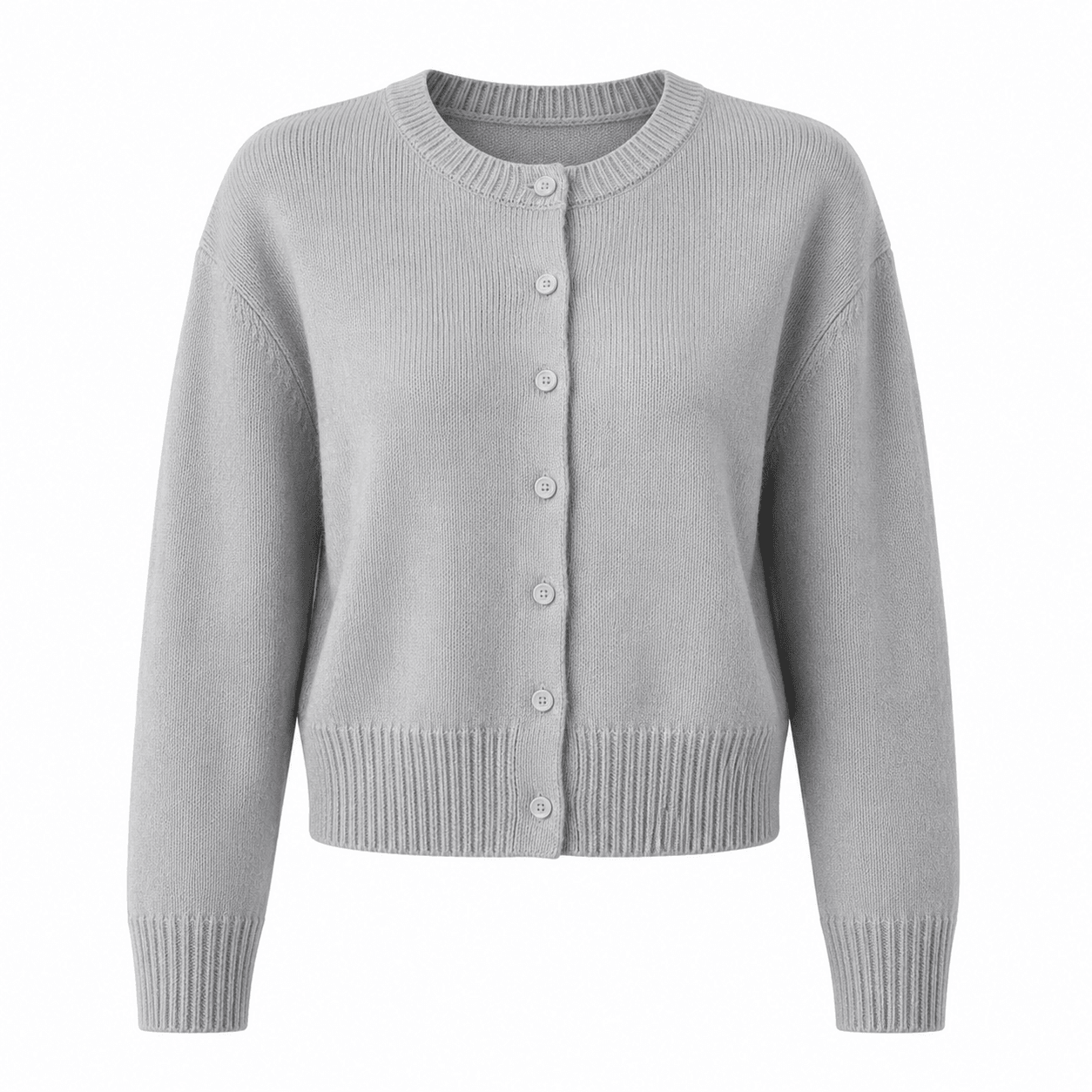 Women's Buttoned Short Knit Cardigan with Clean Finish