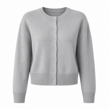 Women's Buttoned Short Knit Cardigan with Clean Finish