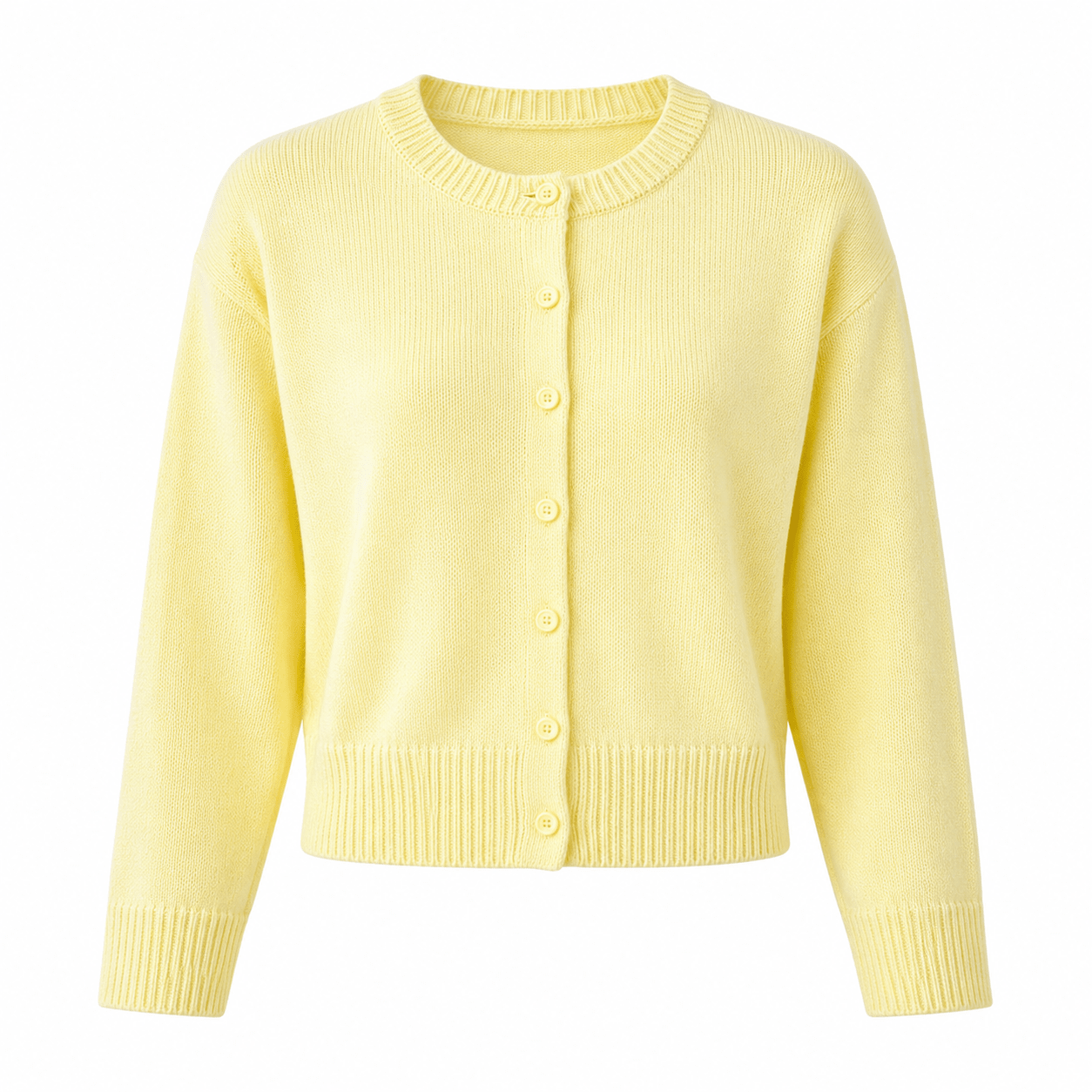 Women's Buttoned Short Knit Cardigan with Clean Finish