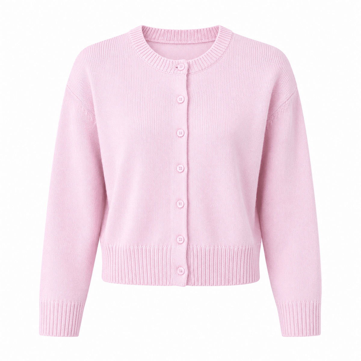 Women's Buttoned Short Knit Cardigan with Clean Finish