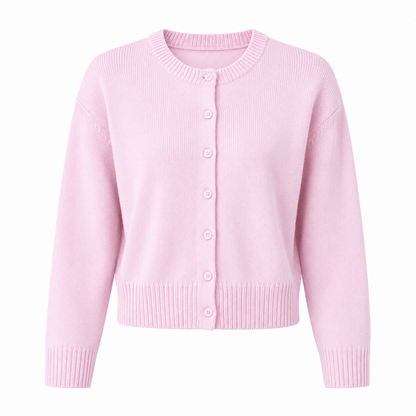 Women's Buttoned Short Knit Cardigan with Clean Finish
