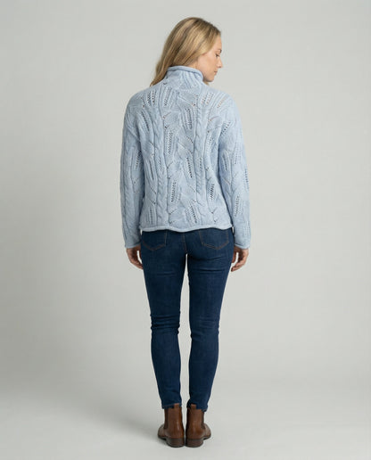 Women's Cable Knit Turtleneck Jumper with Dense Yarn