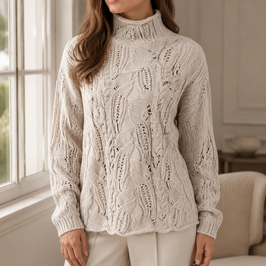 Women's Cable Knit Turtleneck Jumper with Soft Touch