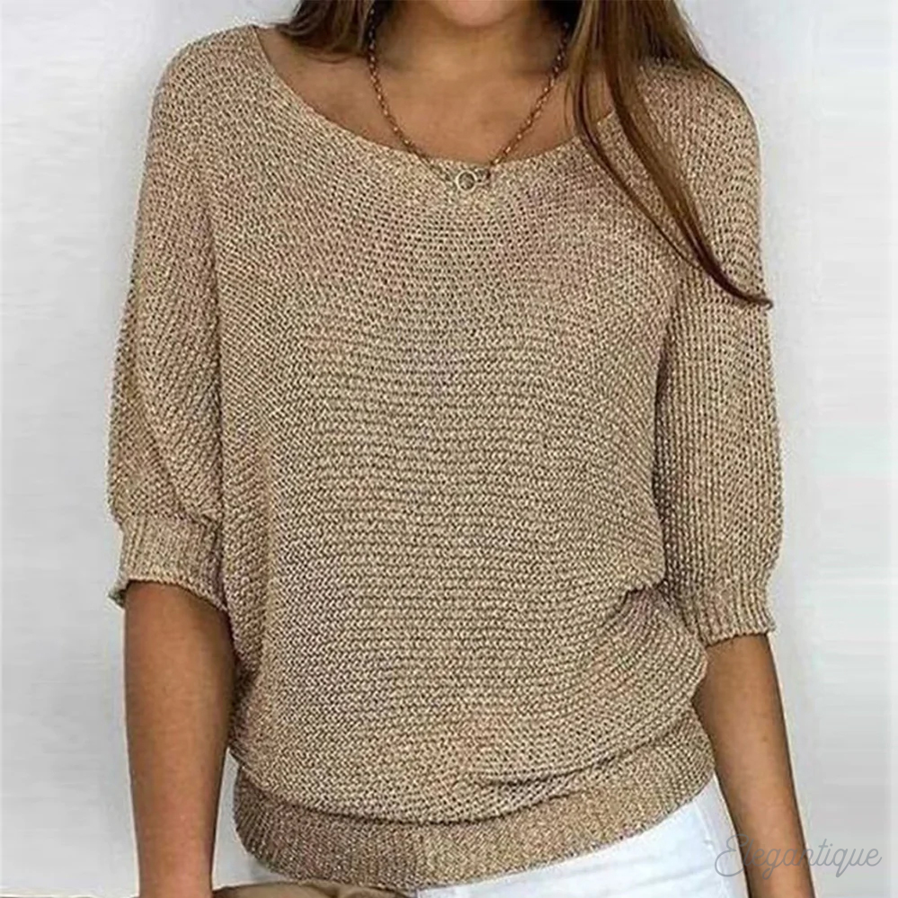 Women's Casual Chunky Knit Jumper with Wide Sleeves