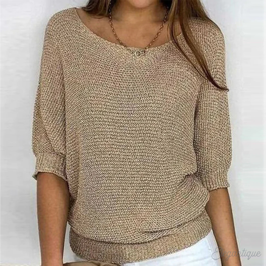 Women's Casual Chunky Knit Jumper with Wide Sleeves