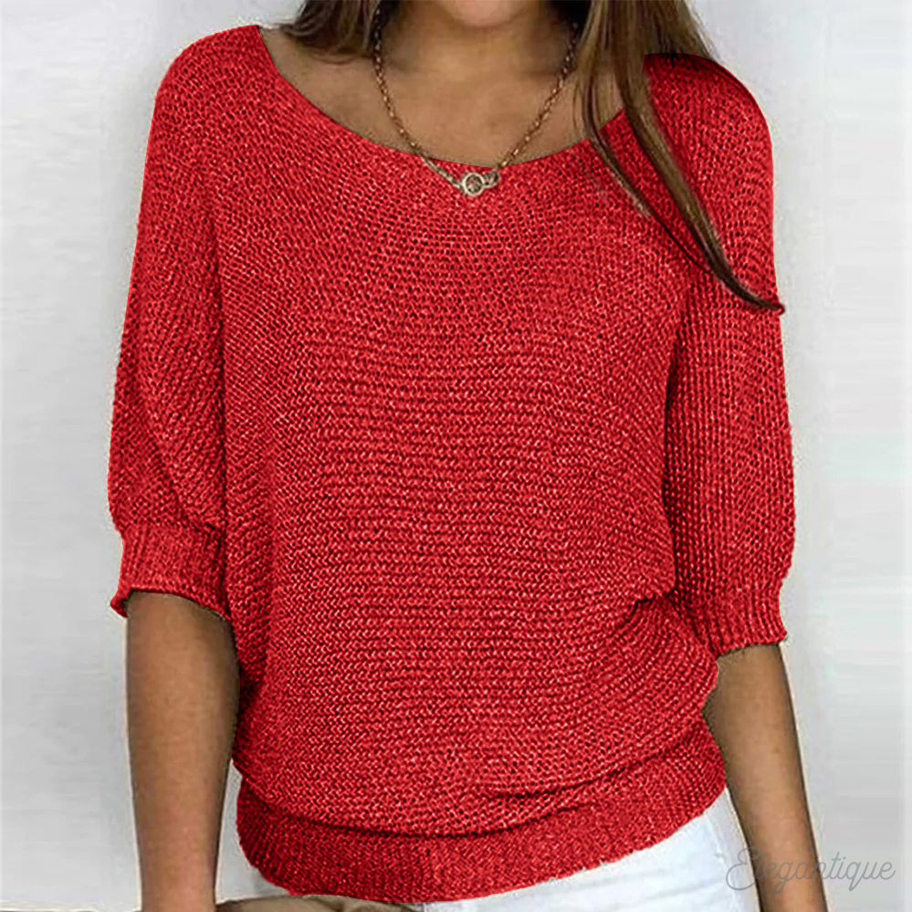 Women's Casual Chunky Knit Jumper with Wide Sleeves