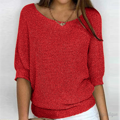 Women's Casual Chunky Knit Jumper with Wide Sleeves