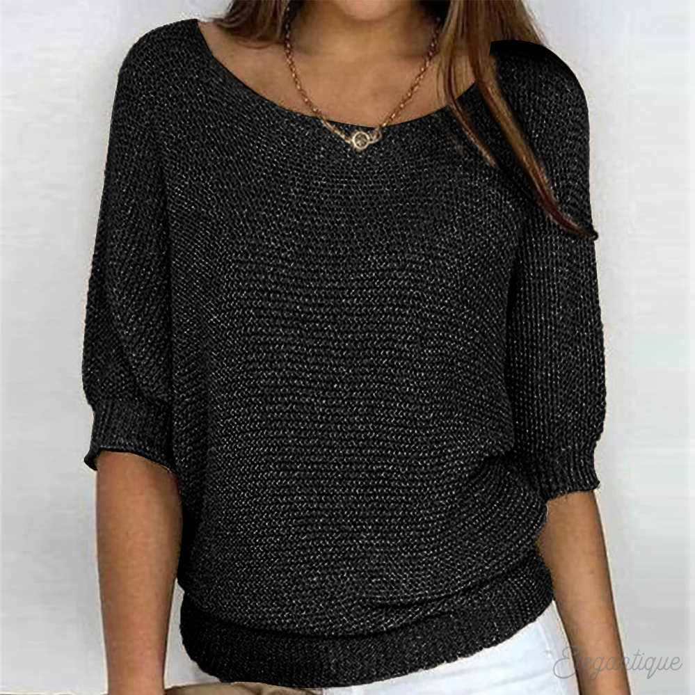 Women's Casual Chunky Knit Jumper with Wide Sleeves