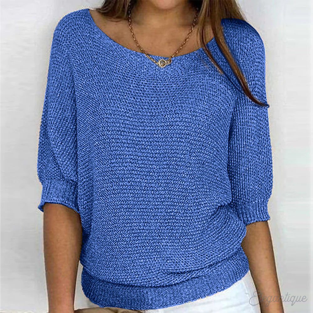 Women's Casual Chunky Knit Jumper with Wide Sleeves