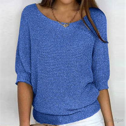 Women's Casual Chunky Knit Jumper with Wide Sleeves