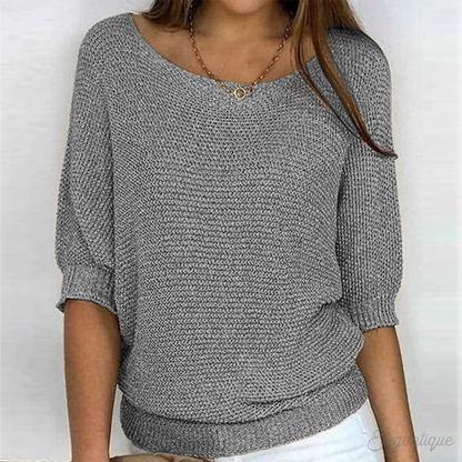 Women's Casual Chunky Knit Jumper with Wide Sleeves