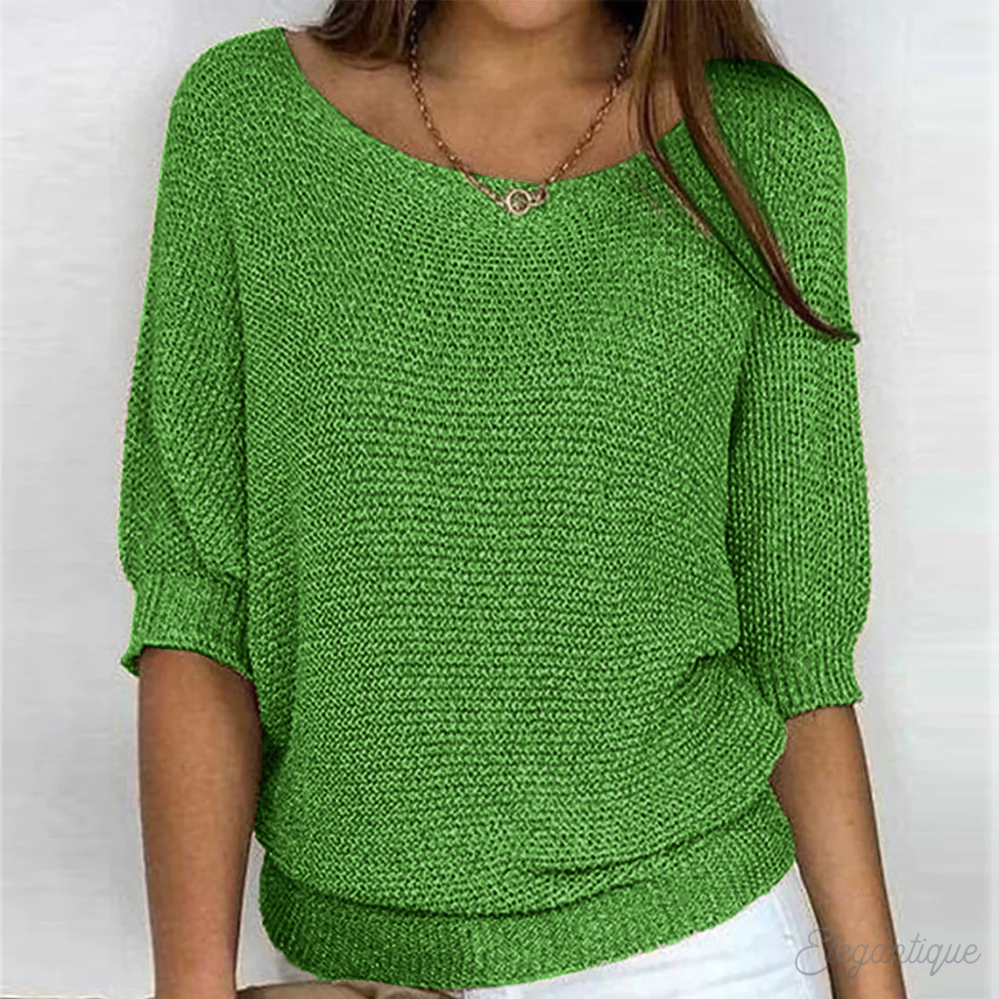 Women's Casual Chunky Knit Jumper with Wide Sleeves