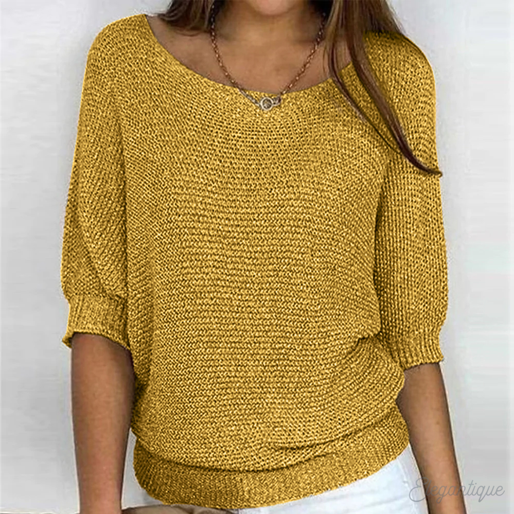 Women's Casual Chunky Knit Jumper with Wide Sleeves