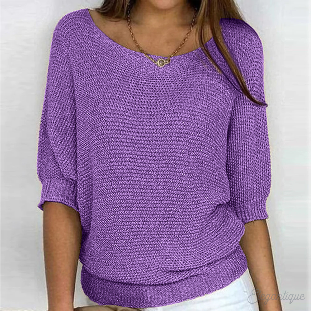 Women's Casual Chunky Knit Jumper with Wide Sleeves