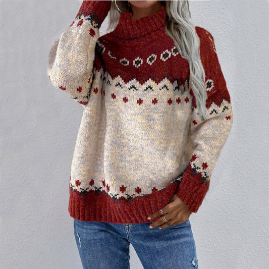 Women's Chunky Fair Isle Knit Jumper with Clean Finish