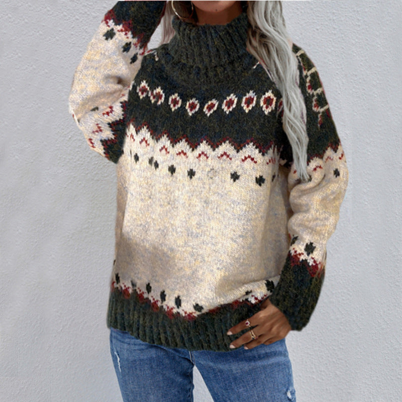 Women's Chunky Fair Isle Knit Jumper with Clean Finish