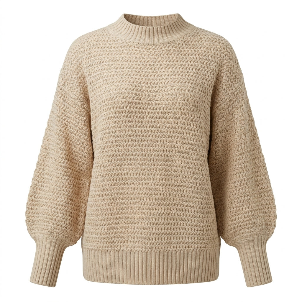 Women's Chunky Knit Jumper with High Neck Oversized Fit