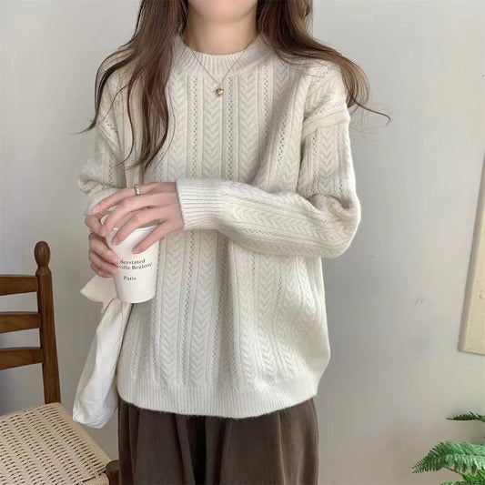Women's Chunky Knit Jumper with High Round Neck