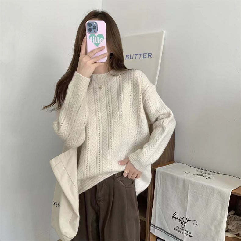Women's Chunky Knit Jumper with High Round Neck