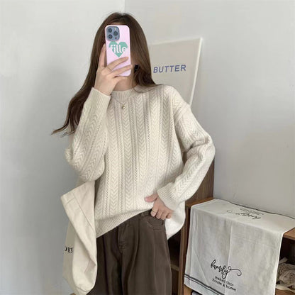 Women's Chunky Knit Jumper with High Round Neck
