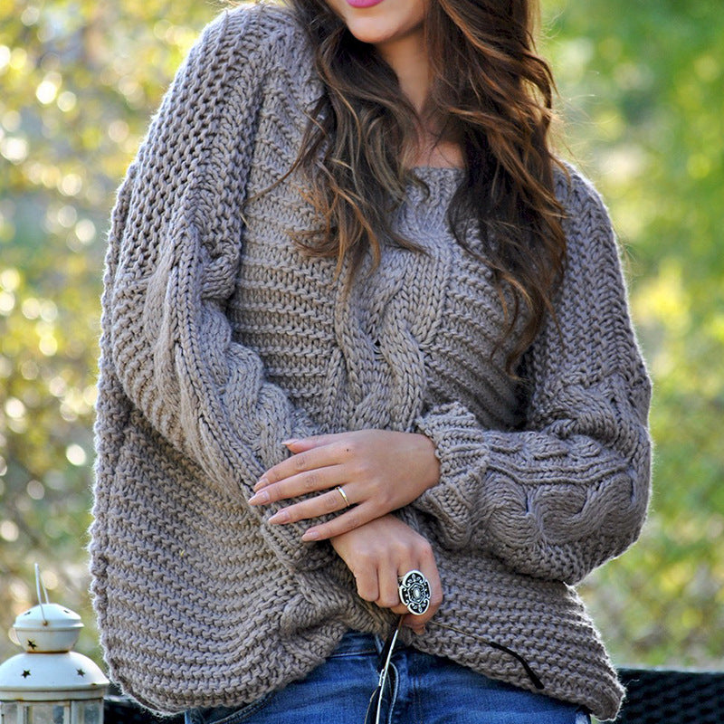 Women's Chunky Knit Jumper with Raglan Sleeves