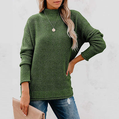 Women's Chunky Knit Jumper with Stand-Up Collar