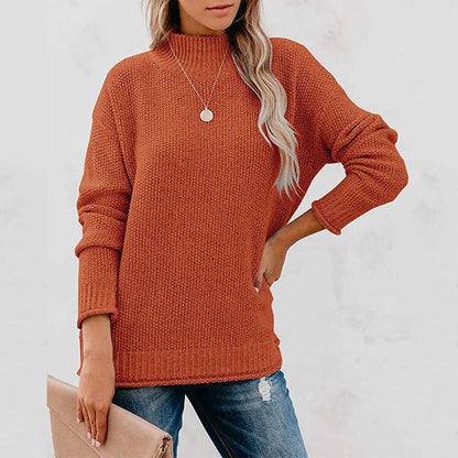 Women's Chunky Knit Jumper with Stand-up Collar