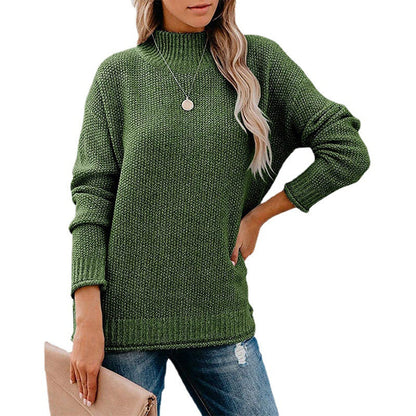 Women's Chunky Knit Jumper with Stand-up Collar