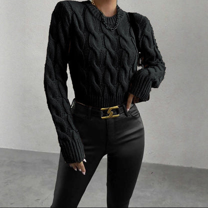 Women's Chunky Knit Jumper with Stand-up Collar