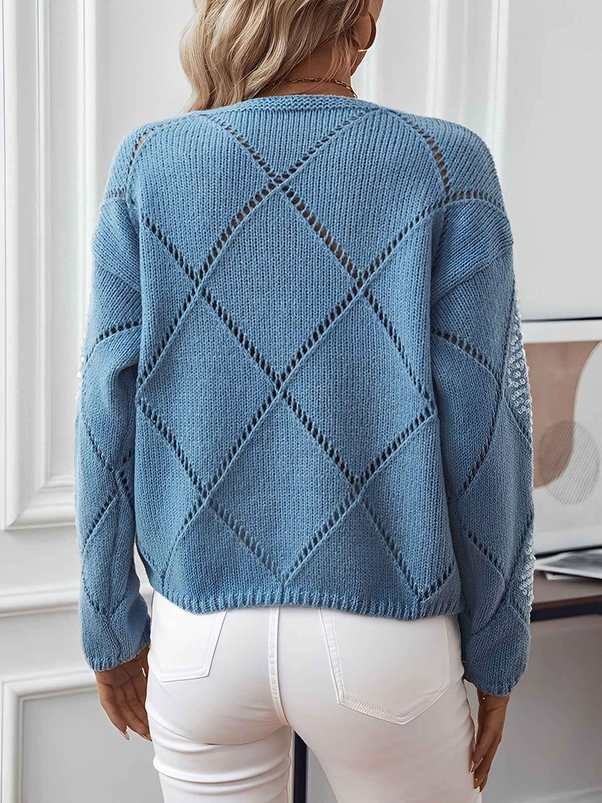 Women's Chunky Knitted Jumper with Puff Sleeves