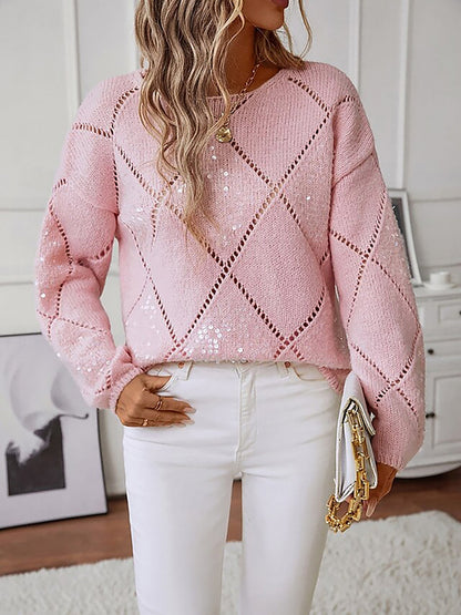 Women's Chunky Knitted Jumper with Puff Sleeves