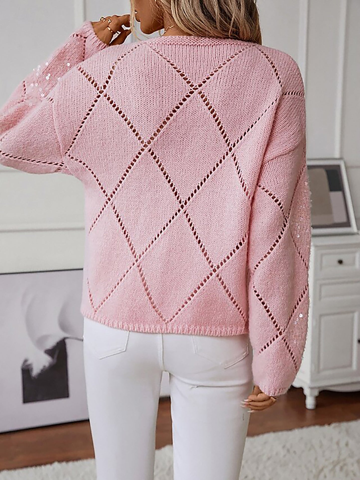 Women's Chunky Knitted Jumper with Puff Sleeves